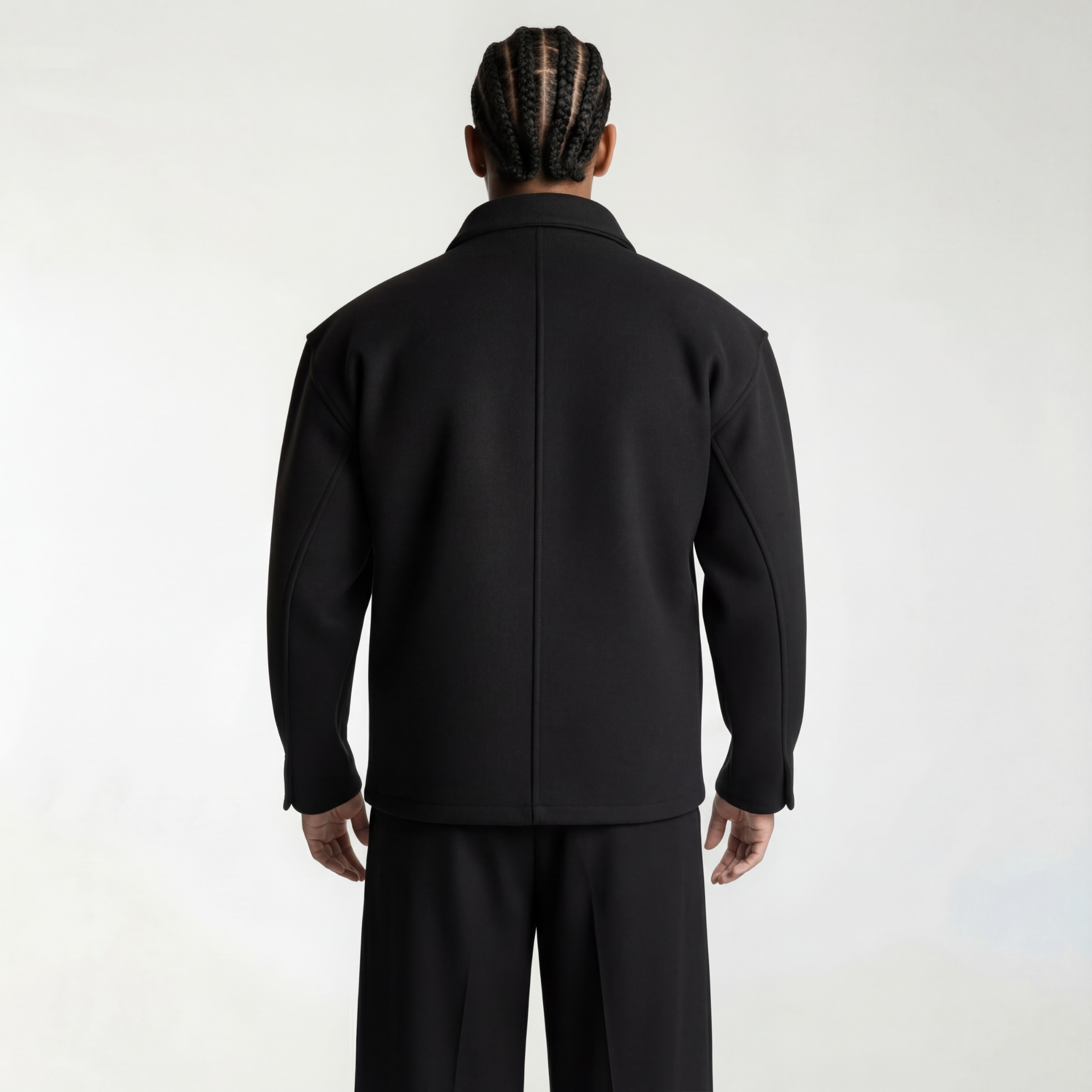 Wool Blend Boxy Jacket In Black