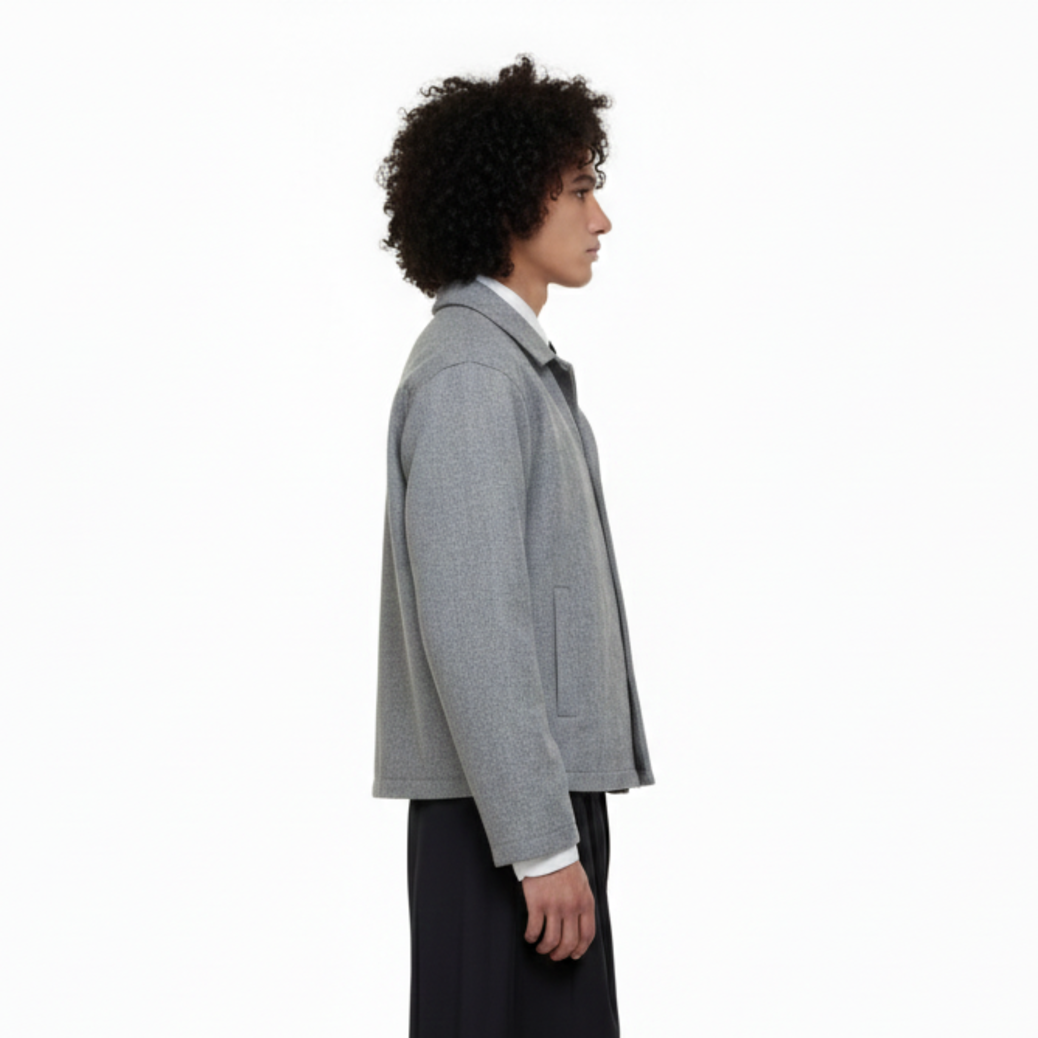Wool Blend Boxy Jacket In Grey