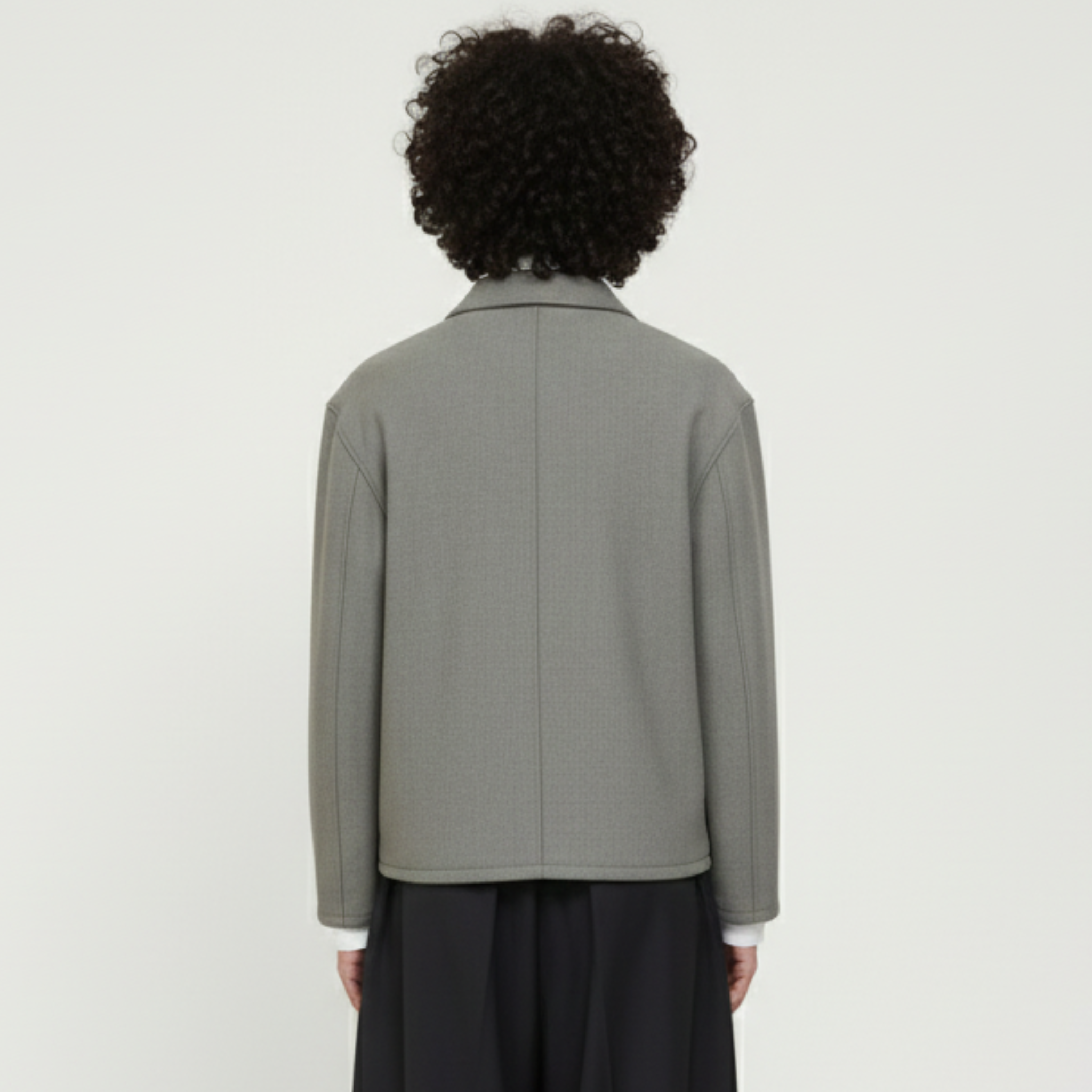 Wool Blend Boxy Jacket In Grey
