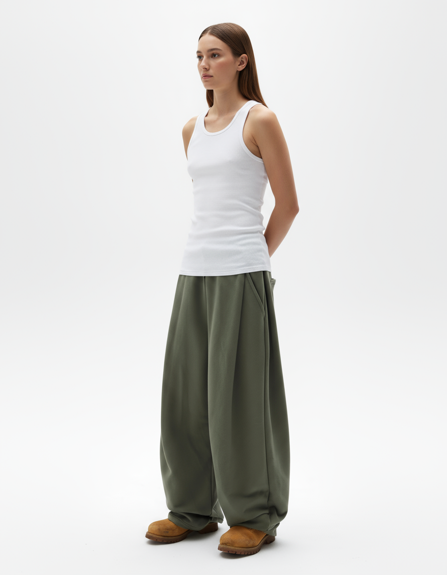 Two Tuck Pants (Dark Olive)
