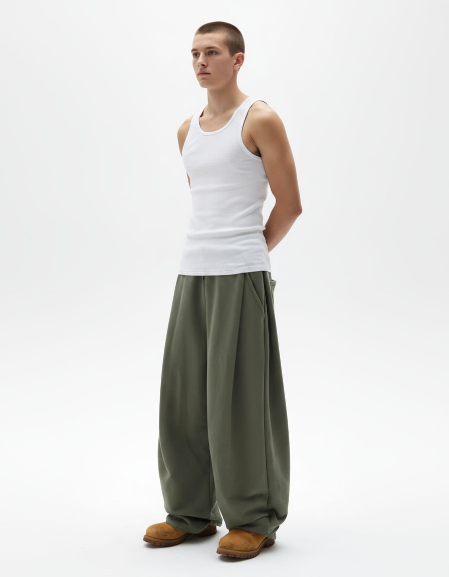 Two Tuck Pants (Dark Olive)